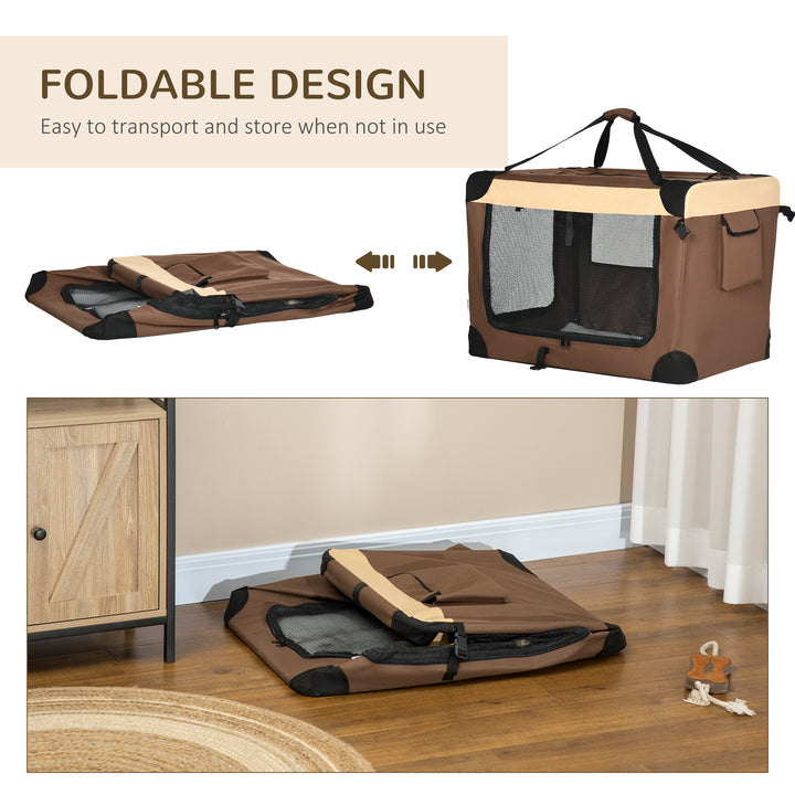 PawHut Cosy Carrier: Foldable Pet Transport with Plush Cushion, Ideal for Canine & Feline Travellers, Brown | Aosom UK