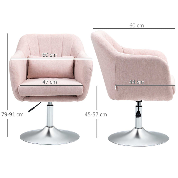 Arm Chairs Accent Chair for Living Room HOMCOM Contemporary Vanity Armchair with Adjustable Height Thick Cushion, Pink | Aosom UK