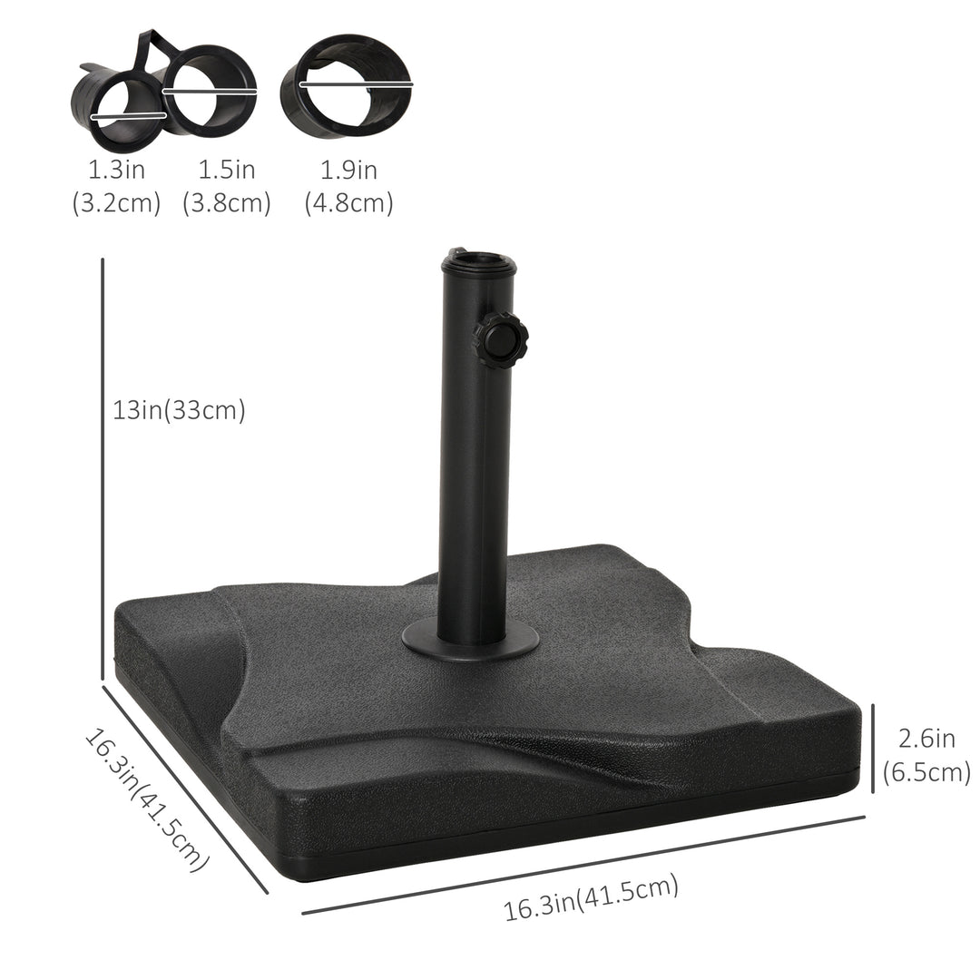 MCL 20kg Square Parasol Base Outdoor Garden Cement Umbrella Weight Stand Holder, Fits 32mm,38mm,48mm Pole - Black