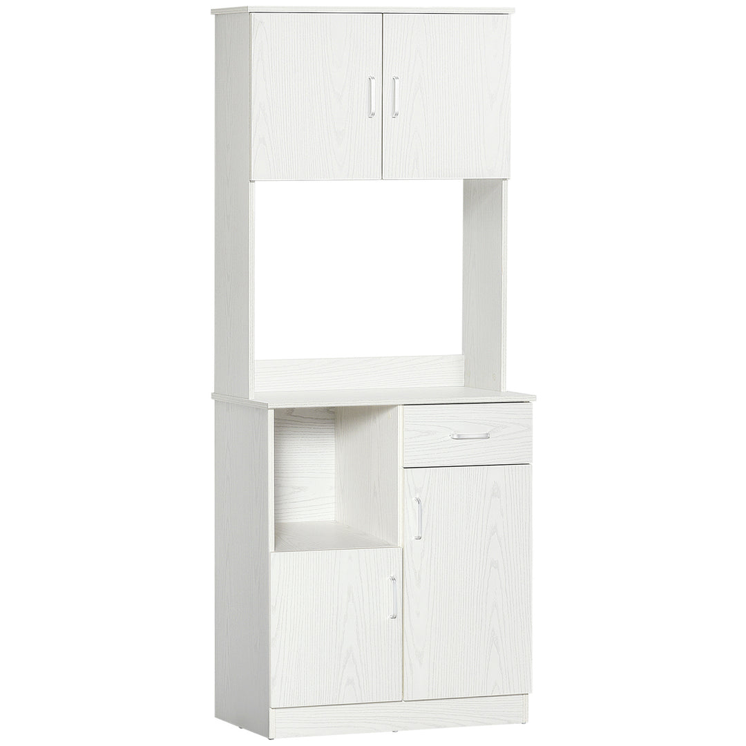 MCL Freestanding Kitchen Cupboard, Modern Kitchen Storage Cabinet with Doors, Microwave Counter and Adjustable Shelves, White