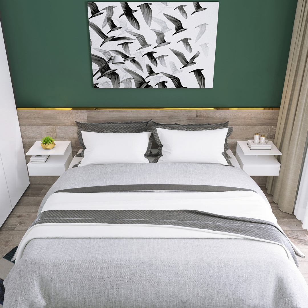 MCL Set of Two Floating Bedside Tables - White