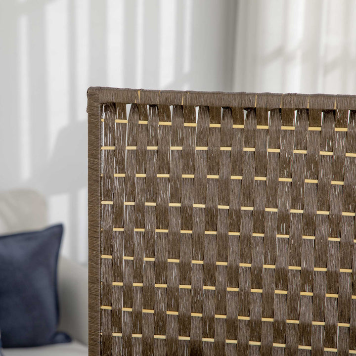 MCL 4-Panel Room Dividers with Shelves, Wave Fibre Freestanding Folding Privacy Screen Panels, Partition Wall Divider for Indoor Bedroom Office, 180 cm, Brown