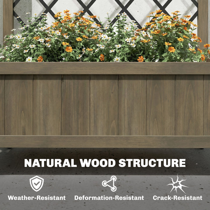 Raised Garden Bed with Metal Trellis, Wooden Elevated Planter Box w/Lo