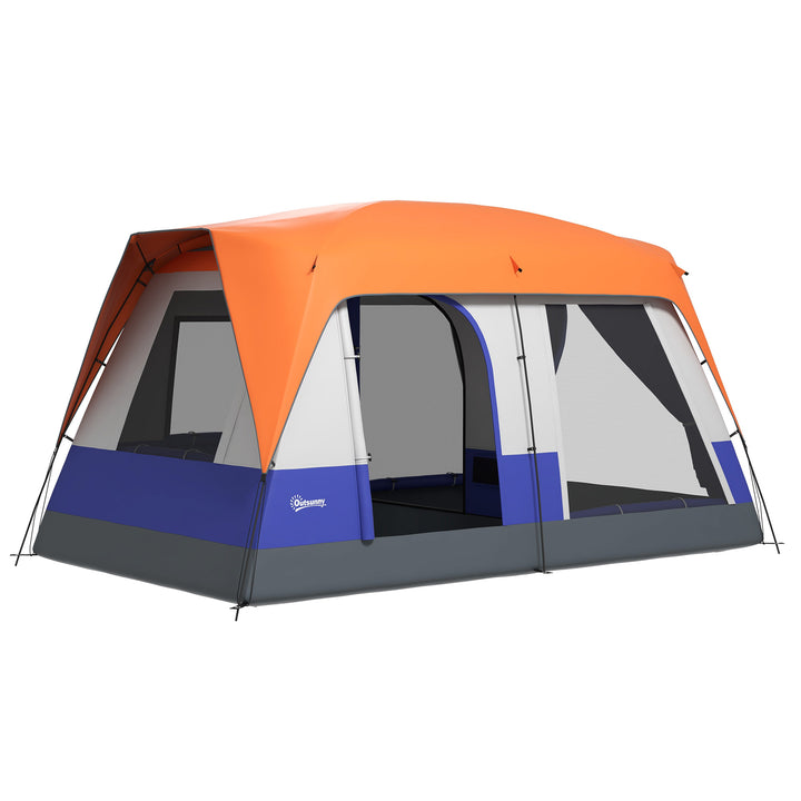 Outsunny Seven-Man Camping Tent, with Small Rainfly and Accessories - Orange | Aosom UK