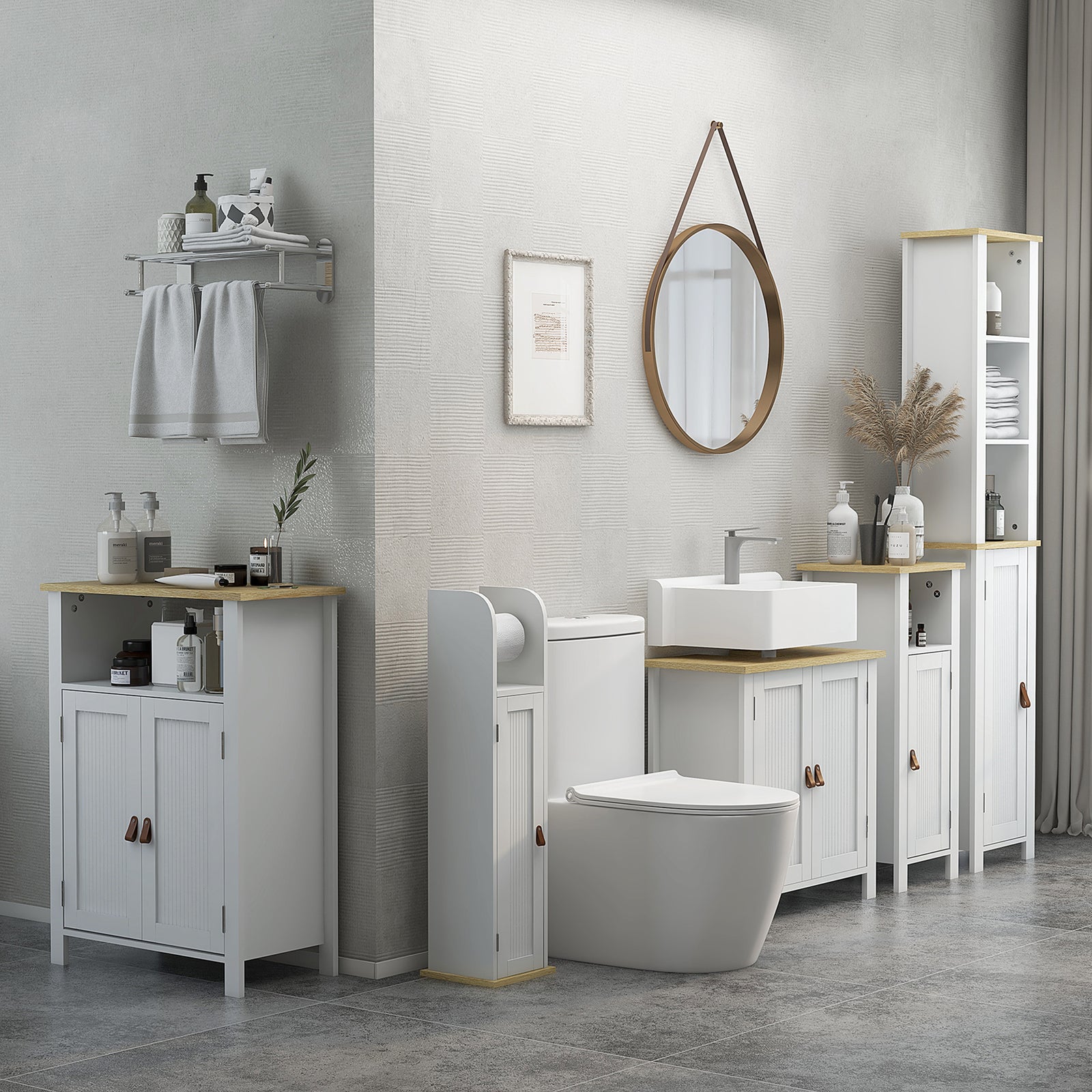 Slim Bathroom Storage Cabinet - White
