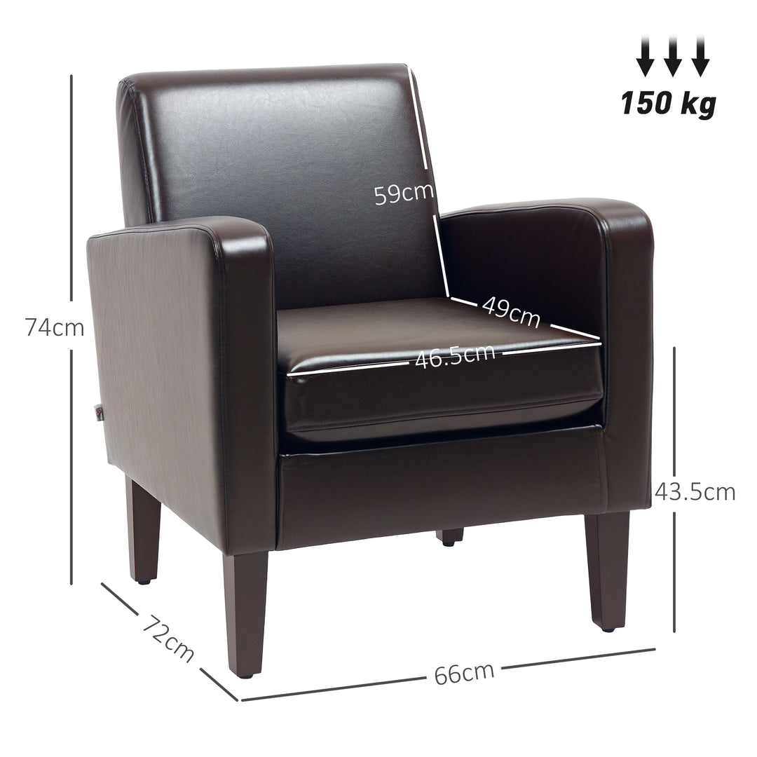 Faux Leather Simple Armchair - Brown