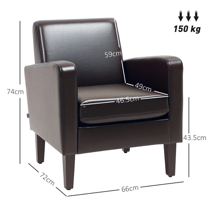 Faux Leather Simple Armchair - Brown