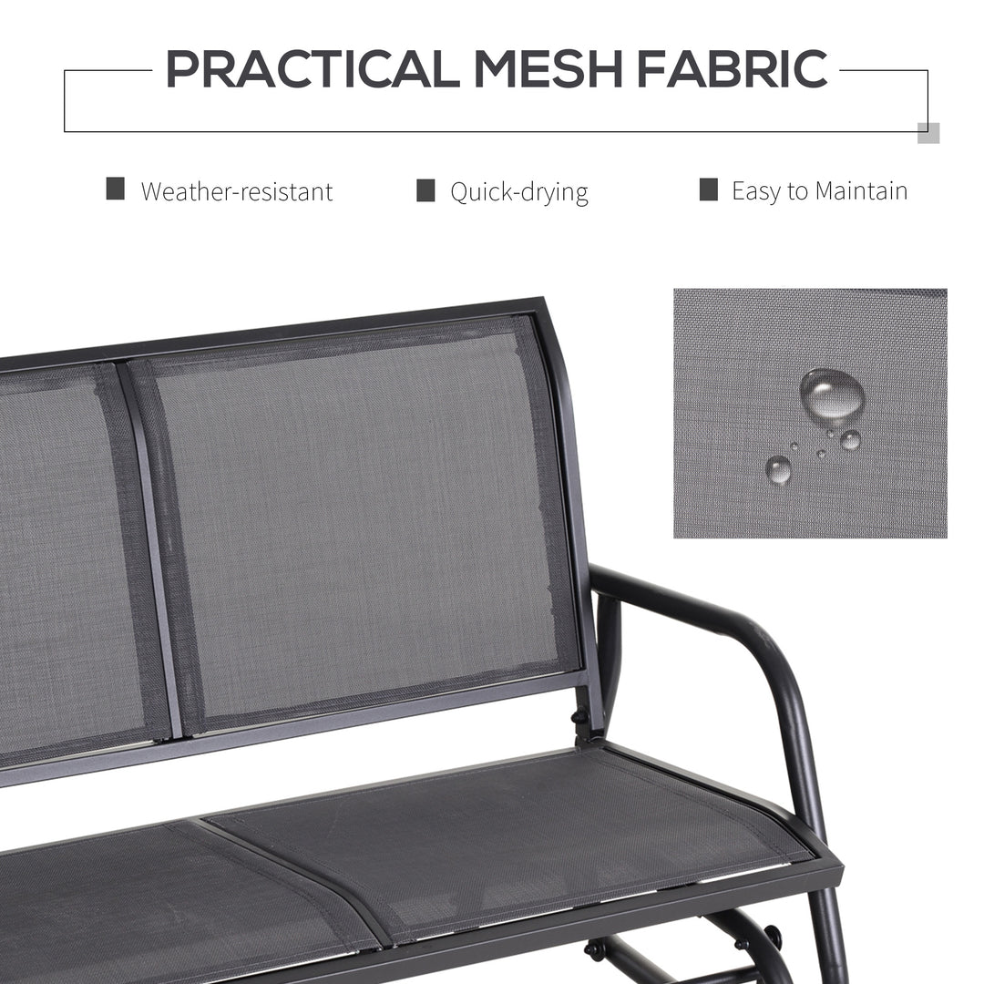 2-Person Outdoor Glider Bench Patio Double Swing Gliding Chair Loveseat w/Power Coated Steel Frame for Garden Patio Porch, Grey