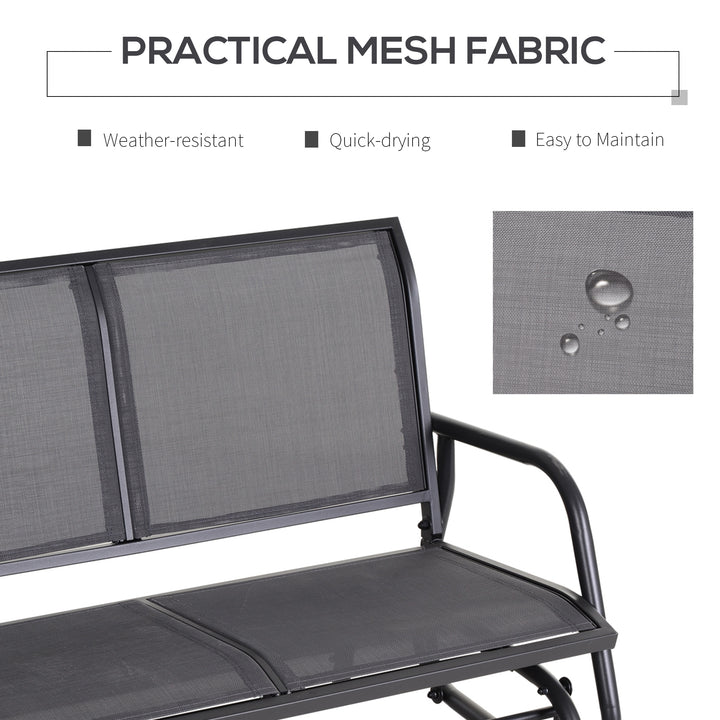 2-Person Outdoor Glider Bench Patio Double Swing Gliding Chair Loveseat w/Power Coated Steel Frame for Garden Patio Porch, Grey