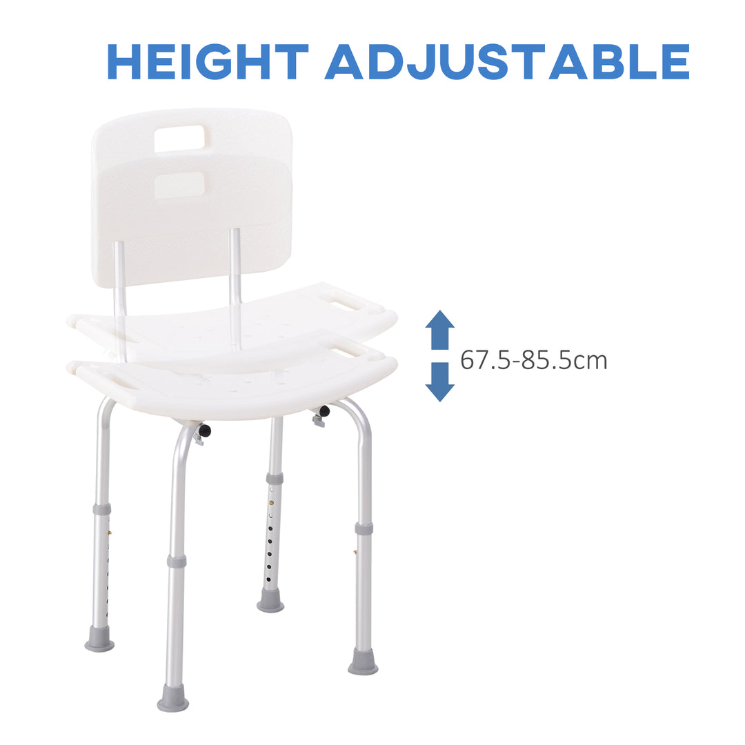 HOMCOM Adjustable Bath Perch: Secure Shower Stool for Elderly Care, Bathroom Safety Aid | Aosom UK