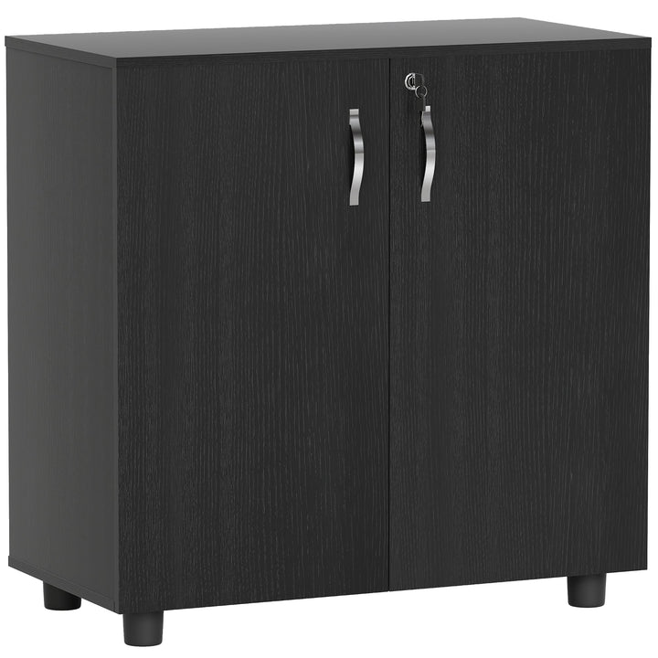 Two-Tier Locking Office Storage Cabinet - Black