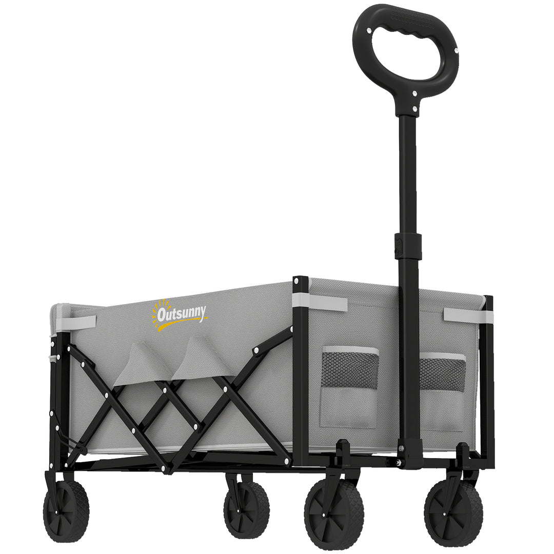 60L Foldable Festival Trolley on Wheels, Collapsible Wagon Cart with D
