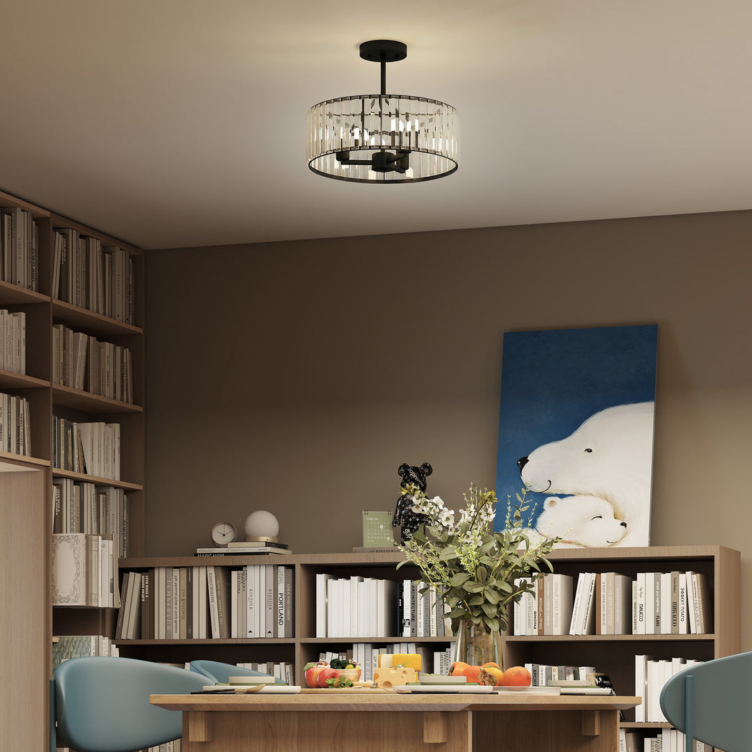Crystal Ceiling Light, Semi Flush Mount Modern Crystal Chandelier Ceil
