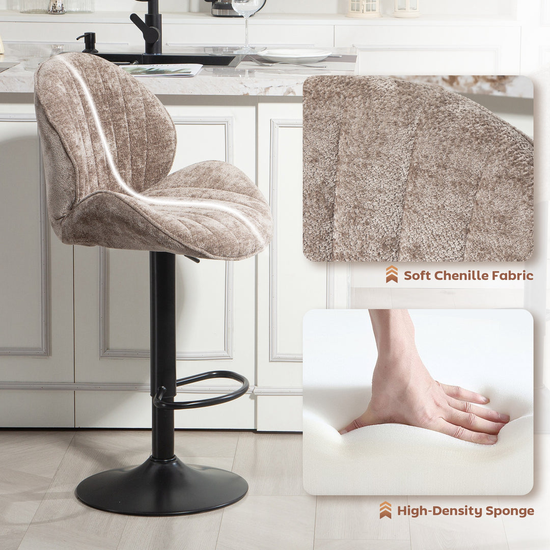 Bar Stools Set of 2, Swivel Barstools with Back, Adjustable Height and