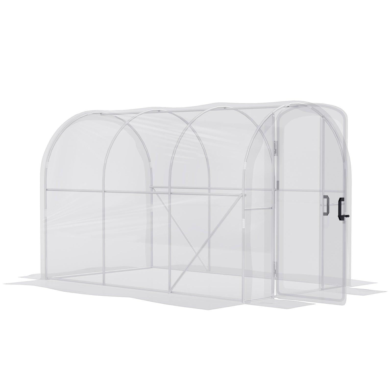 Polytunnel Greenhouse Walk-in Grow House with PE Cover, Door and Galvanised Steel Frame, 3 x 2 x 2m, Clear