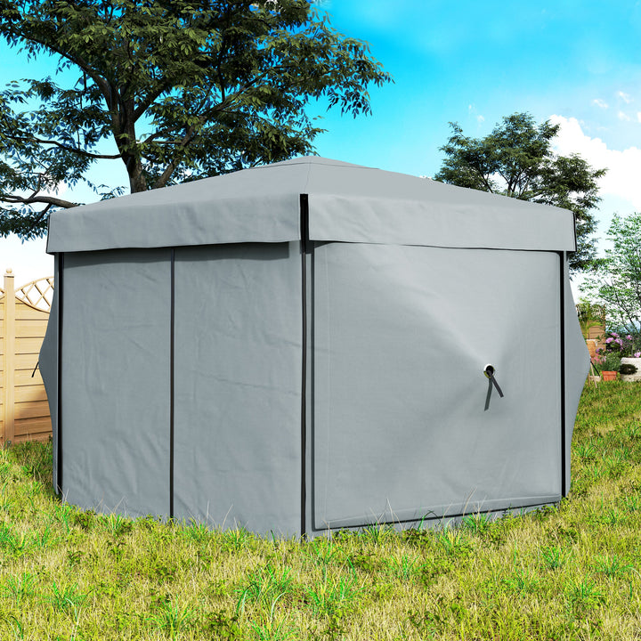 3 x 3(m) Hexagon Pop Up Gazebo with 5 Sides and Carry Bag, Waterproof, UV Resistant Party Tent Instant Event Shelter with Netting for Garden, Patio, Light Grey