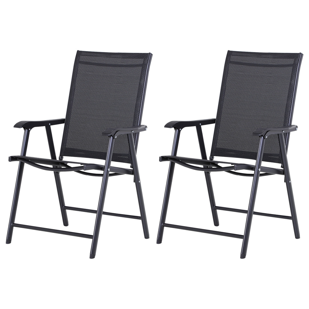 Steel Frame Set of 2 Foldable Outdoor Garden Chairs Black
