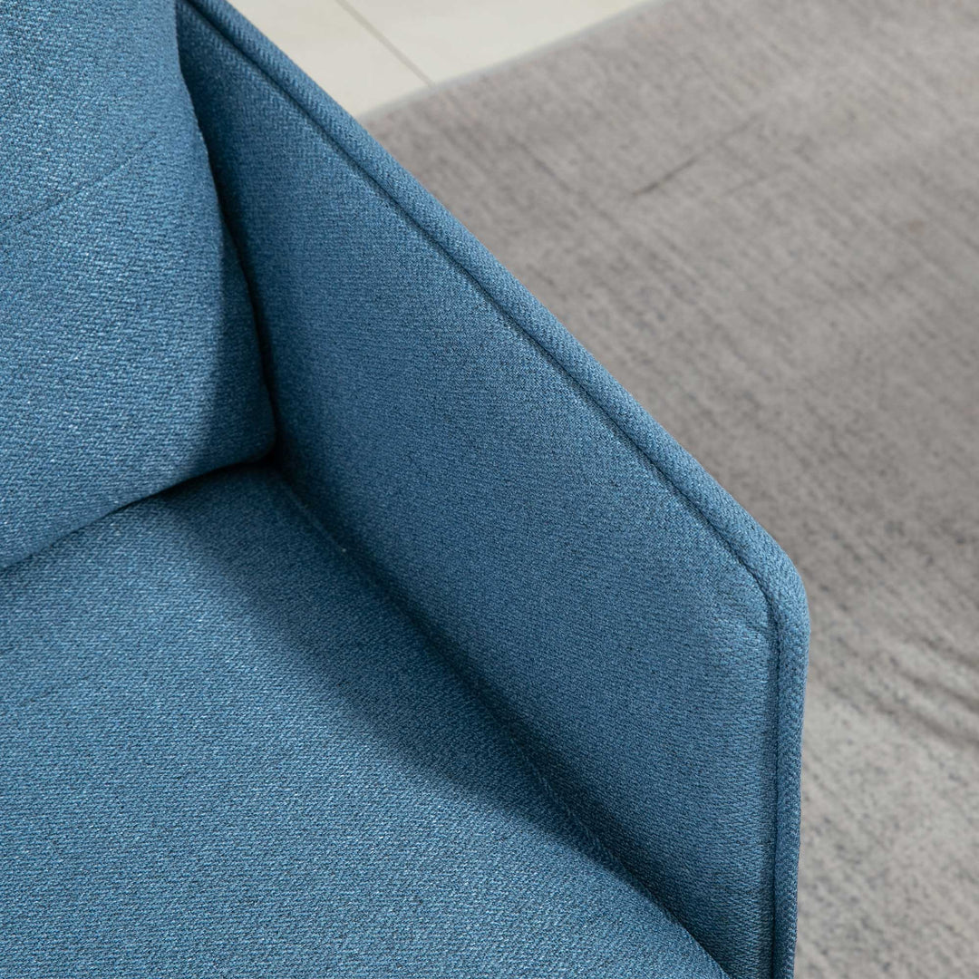 Modern One Seater Sofa, Button Tufted Armchair with Cushions and Steel Legs, Accent Chair for Living Room, Guest Room, Dark Blue