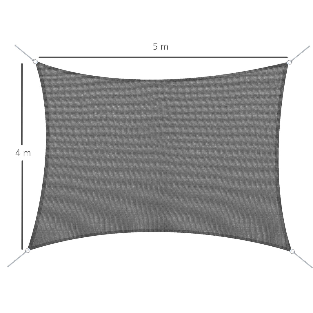 5 x 4m Sun Shade Sail HDPE Rectangle Canopy Outdoor Sunscreen Awning with Mounting Ropes for Garden, Patio, Party, UV Protection, Charcoal Grey