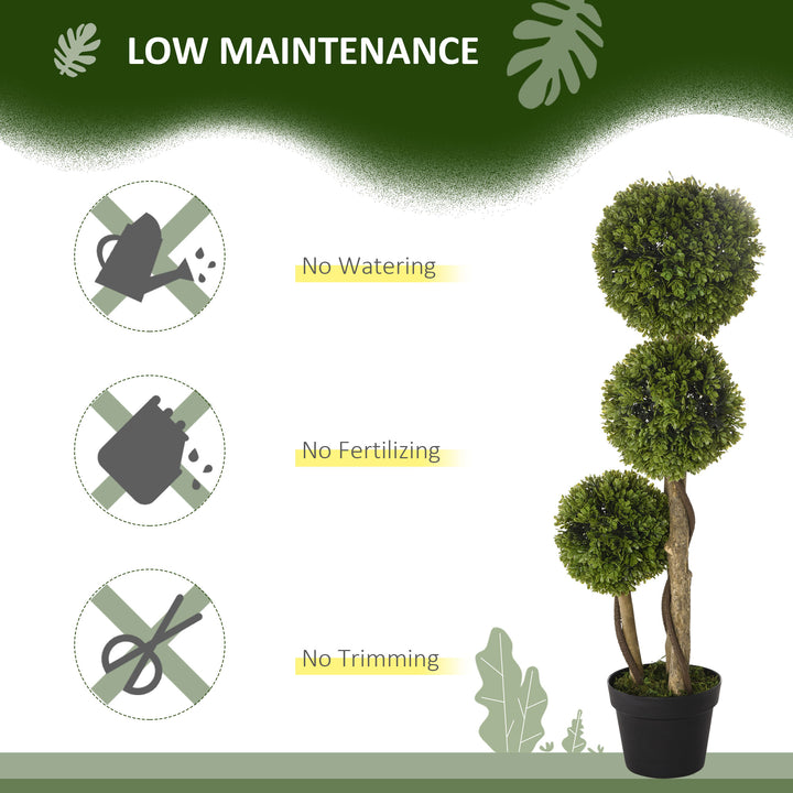 Decorative Artificial Trees Boxwood Ball Topiary Trees in Pot Fake Plants for Home Indoor Outdoor Decor, 90 cm