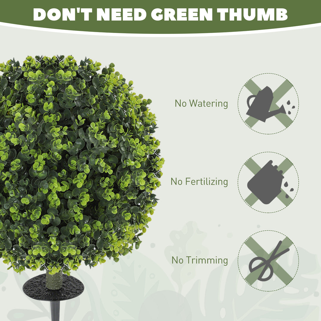 Set of 2 40 cm Artificial Boxwood Topiary Ball Bush with Integrated - view 5