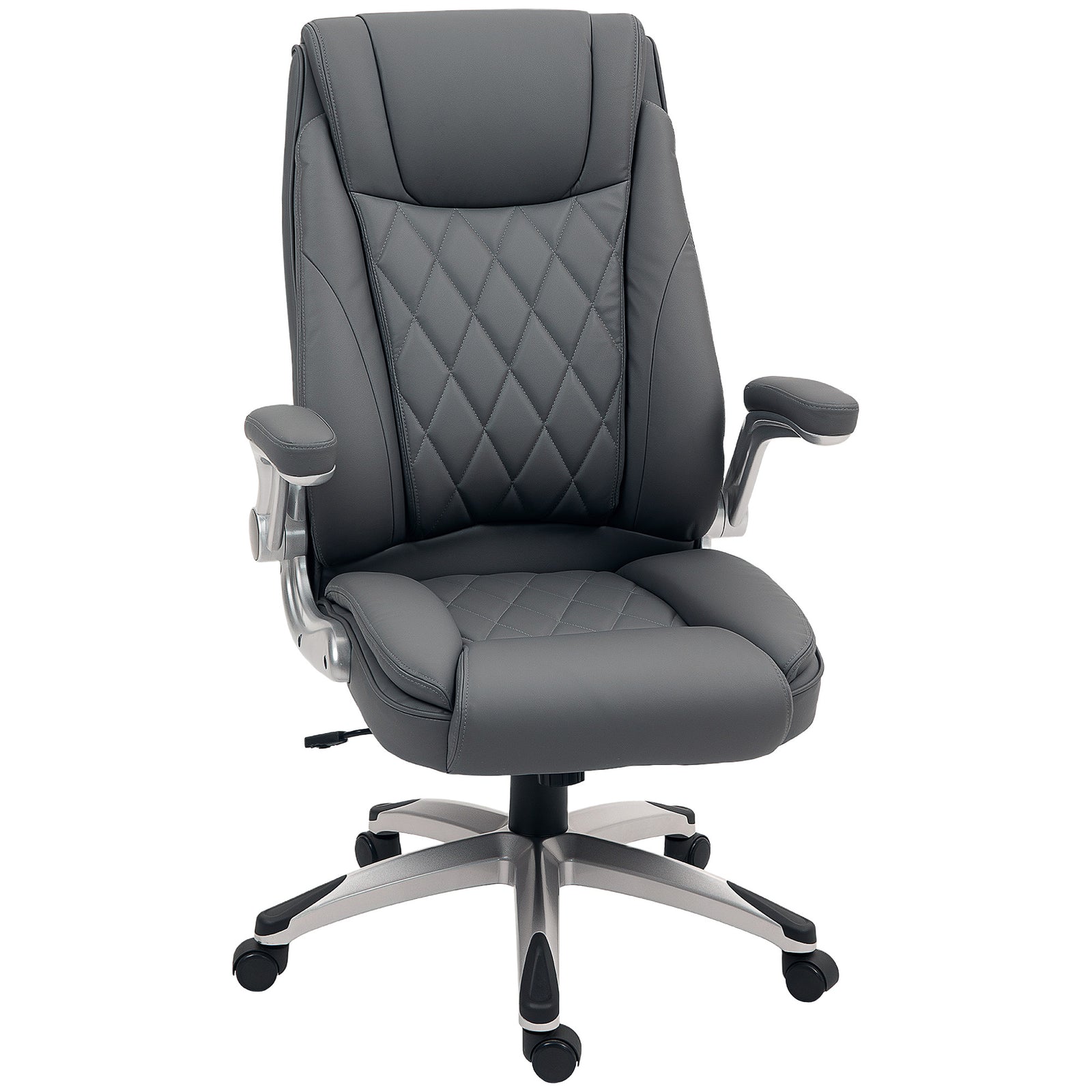 Faux Leather Executive Swivel Office Chair - Dark Grey