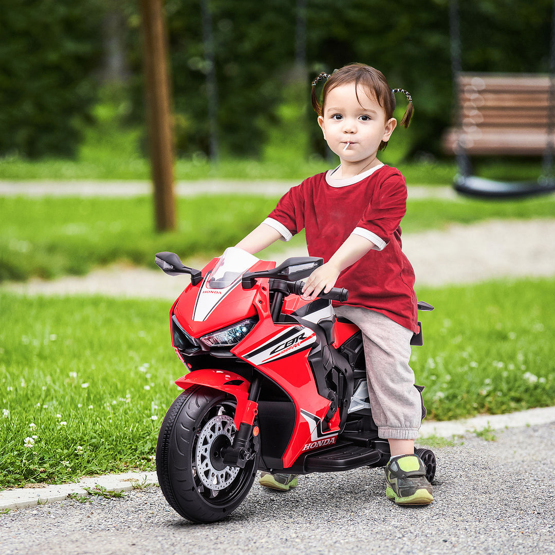 MCL 6V Honda Licensed Kids Motorcycle w/ Music, Training Wheels - Red