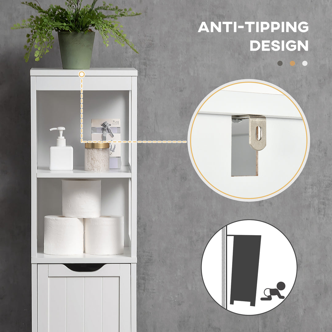 Narrow Floor Cabinet, Bathroom Cabinet with 3 Drawers and 2 Open Shelv