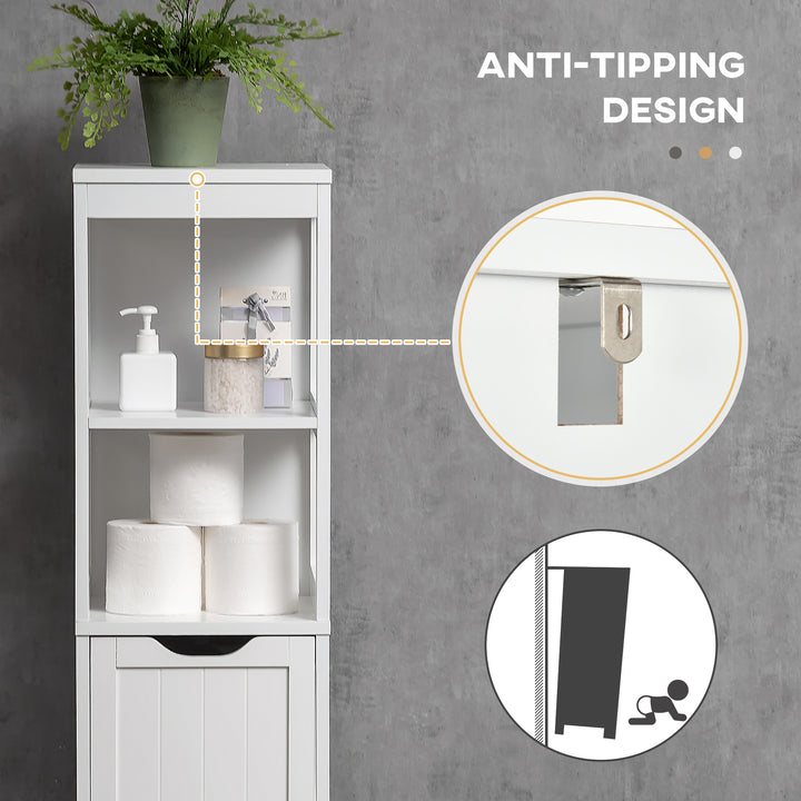 Narrow Floor Cabinet, Bathroom Cabinet with 3 Drawers and 2 Open Shelv