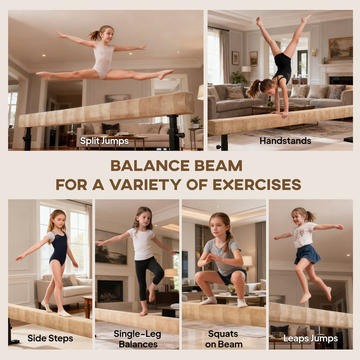 7.5ft Adjustable Balance Beam, Gymnastics Beam with Wheels, Gymnastics