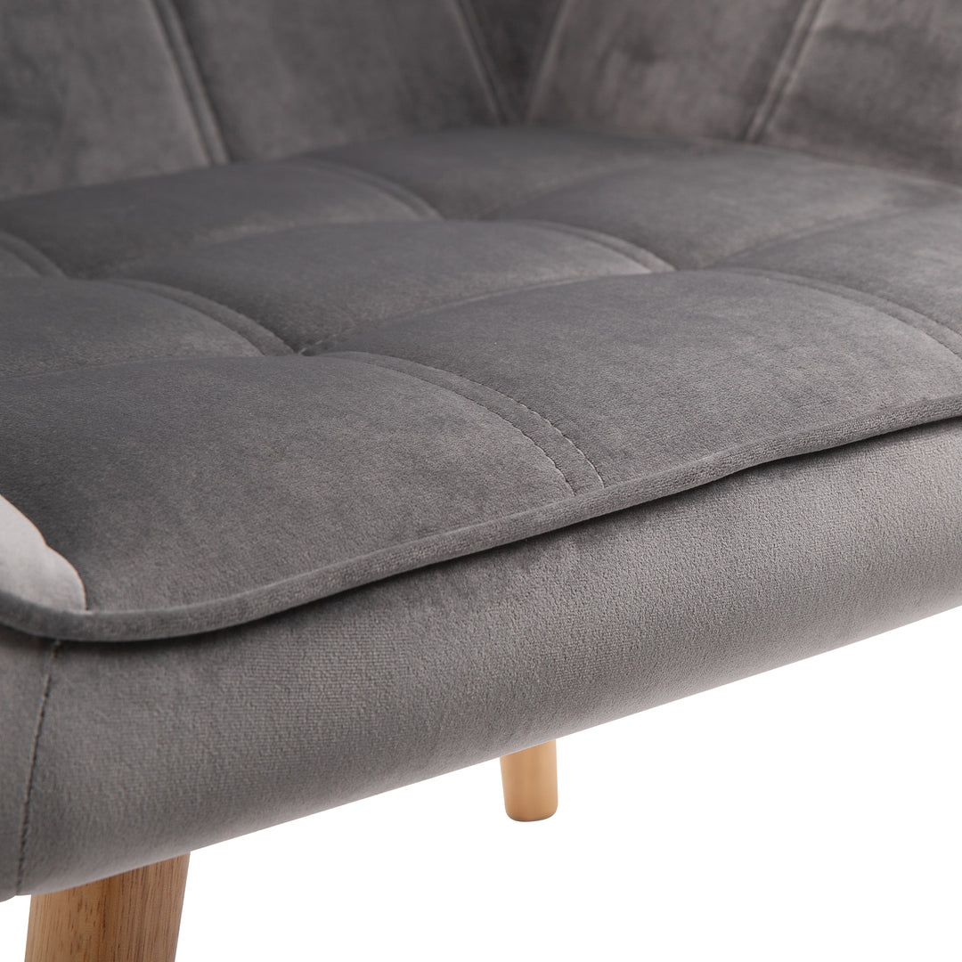 Armchair Accent Chair, Vanity Chair with Wide Arms, Slanted Back, Padding, Metal Frame, Wooden Legs, Home Bedroom Furniture Seating, Grey