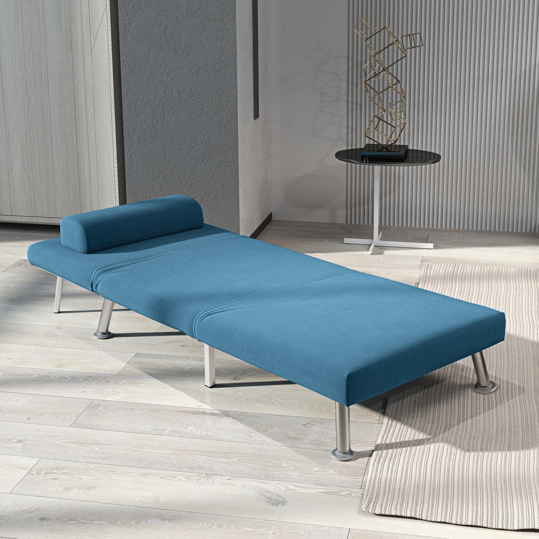 Single Velvet-Feel Sleeper Chair - Blue