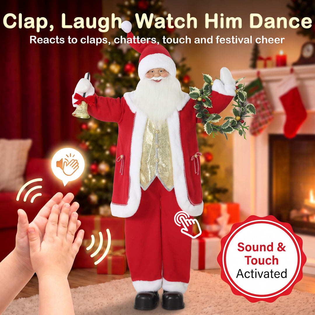 5ft Life Size Singing Santa Claus, Standing Christmas Animated Santa - view 5