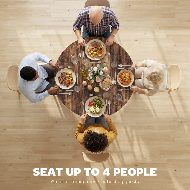 Dining Table for 4 People, 100 cm Round Industrial Kitchen Table with 