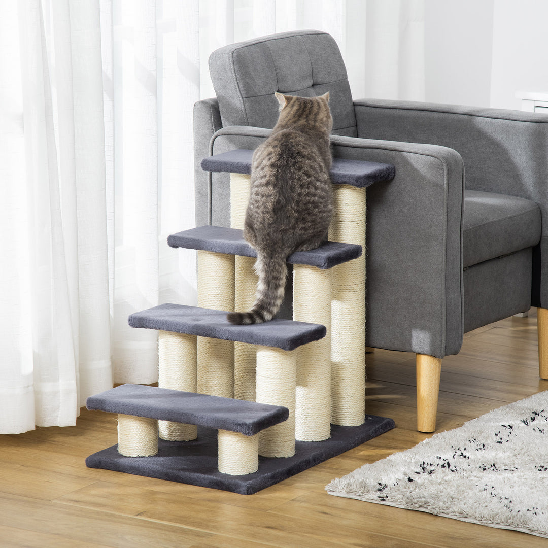 MCL Dog Steps for Bed 4 Step Pet Stairs for Dog Cat ladder Scratch Post Grey