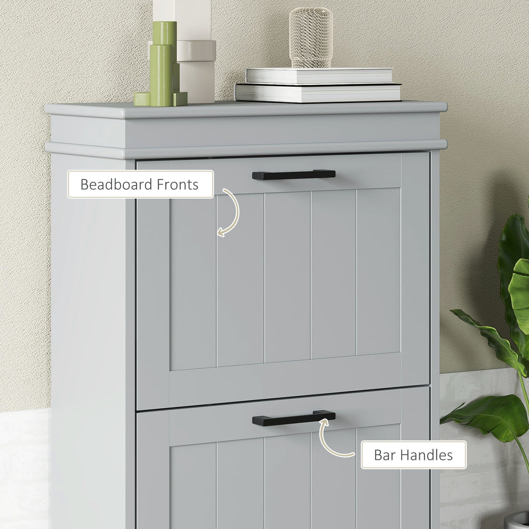 Two-Drawer Minimalistic Shoe Storage Cabinet, for 10 Shoes, Grey