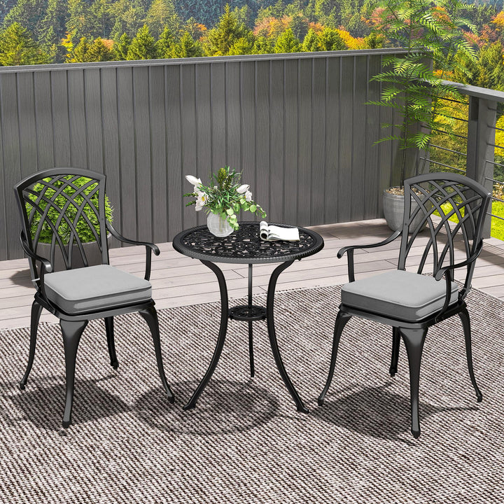 Three-Piece Cast Aluminium Bistro Set - Black