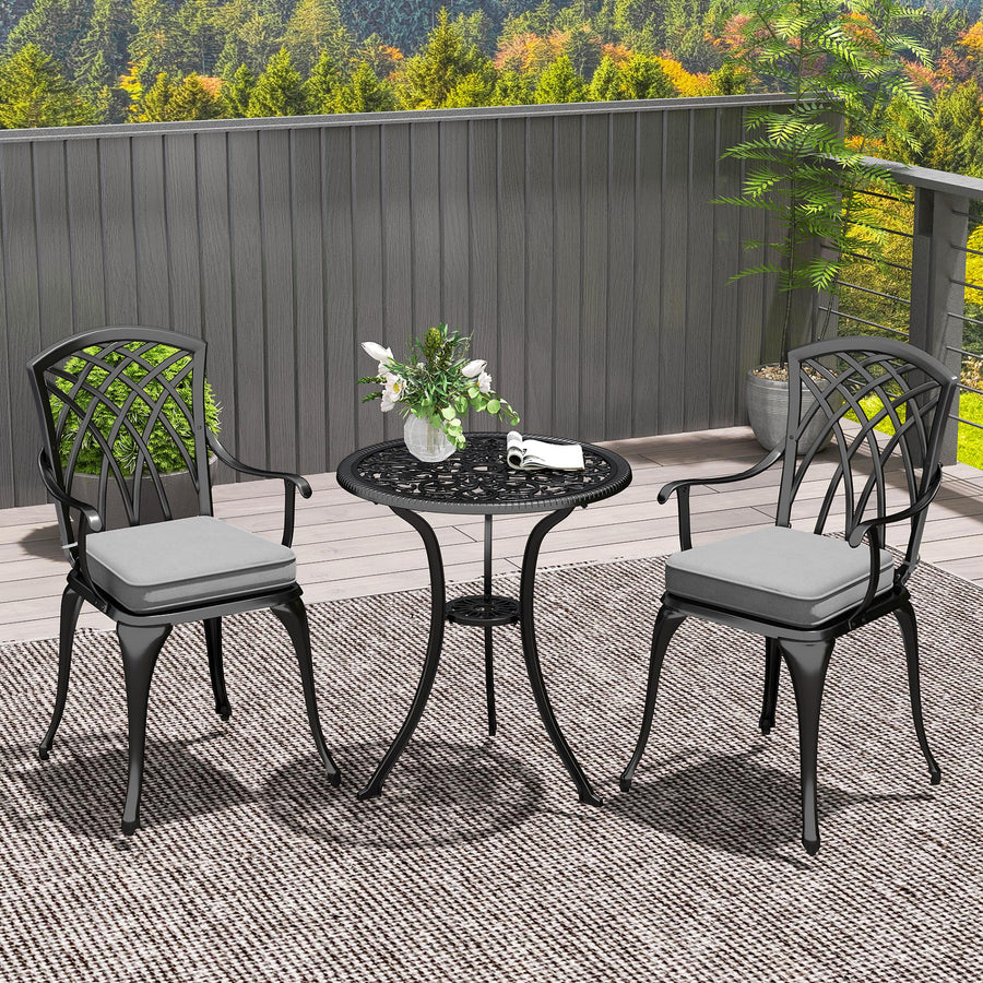 Three-Piece Cast Aluminium Bistro Set - Black