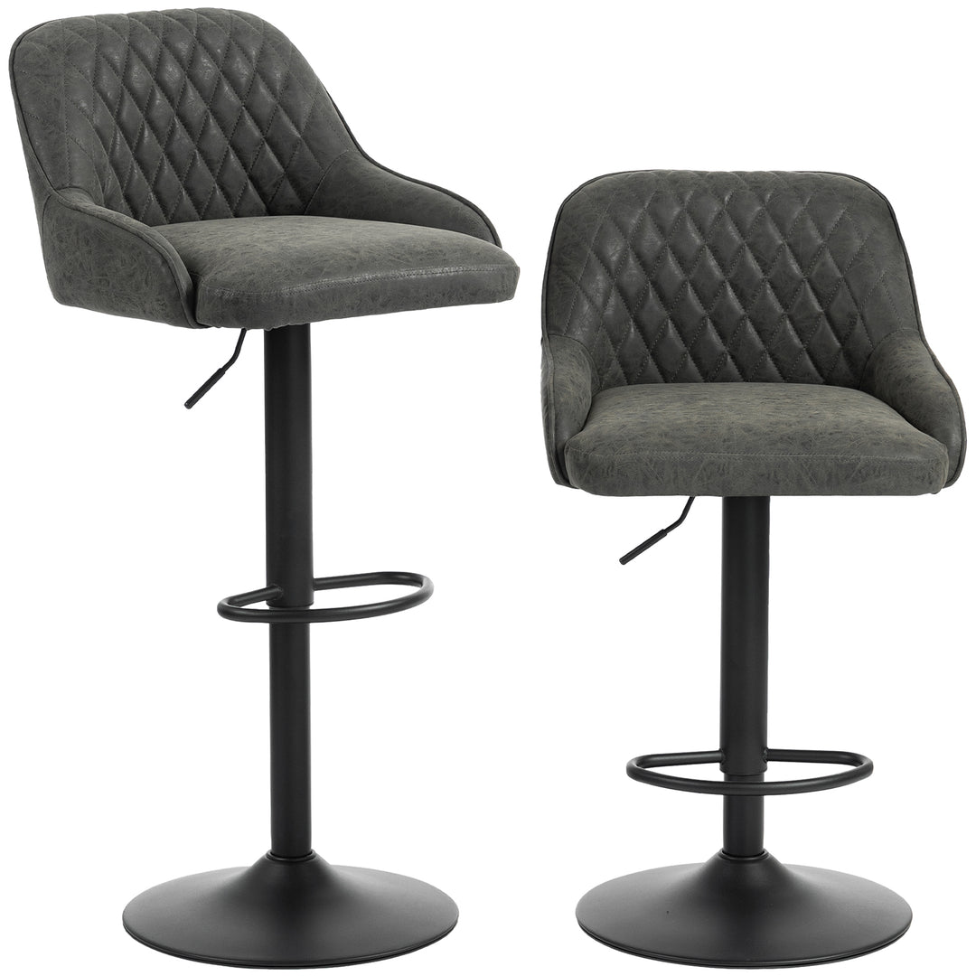 Bar Stools Adjustable Swivel Kitchen Chairs with Backrest Set of 2 for