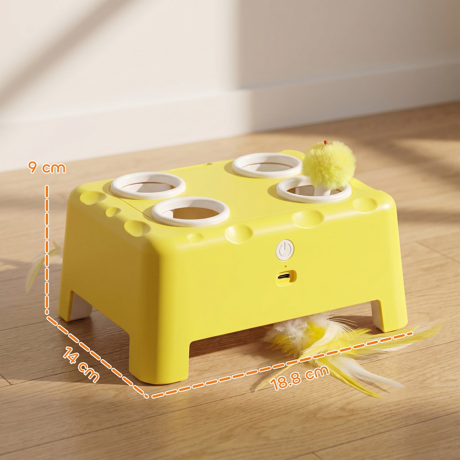 3 in 1 Interactive Cat Toys with Mouse & Feather Teaser Toy Rechargeab