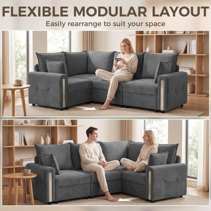 228cm L Shaped Sofa with Lift-Up Storage, 3-Seater Sectional Sofa - view 4