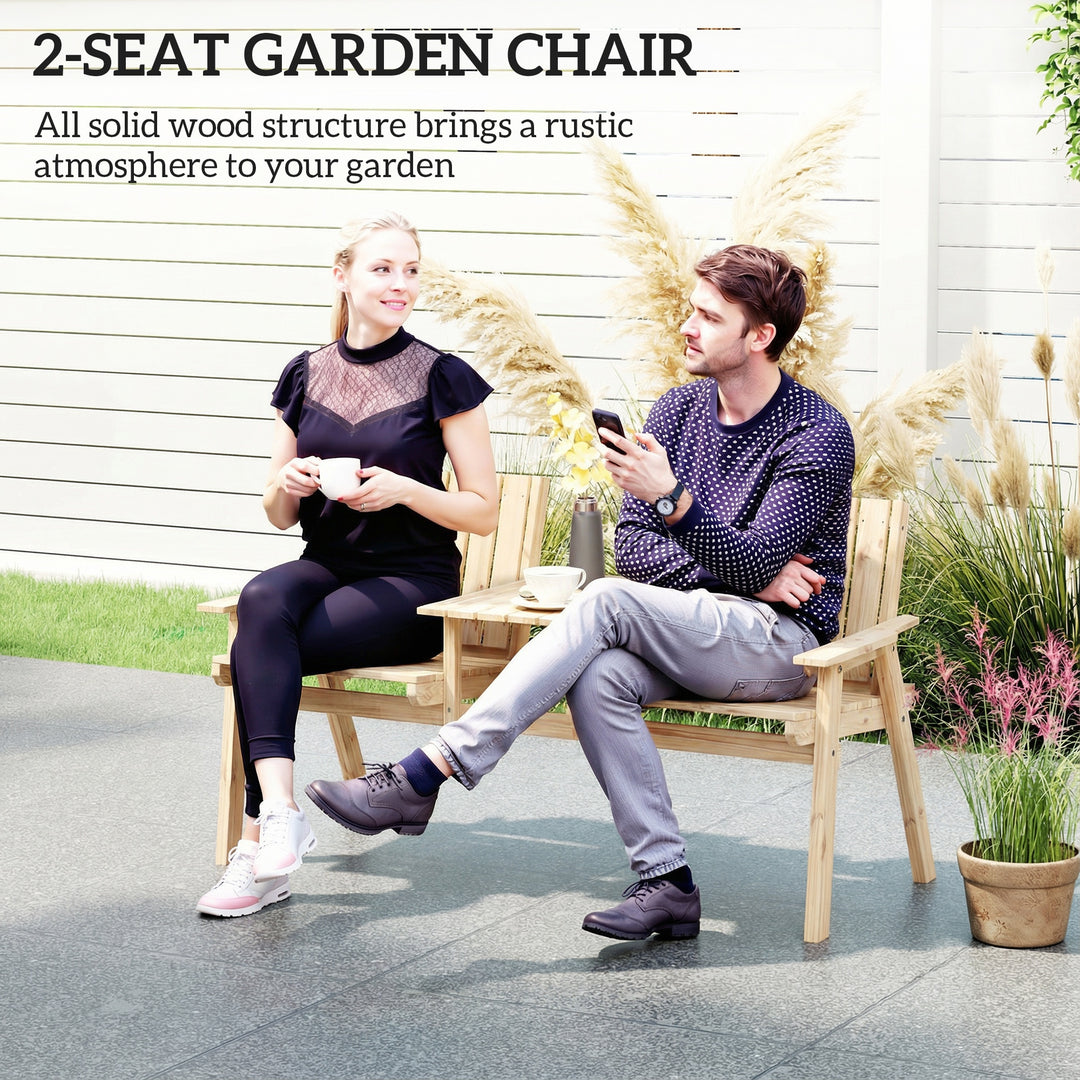 2-Seater Garden Loveseat with Table and Parasol Hole for Porch, Patio,