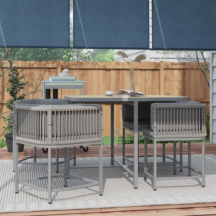 4-Seater Rattan Cube Garden Furniture Set with Cushions - Grey