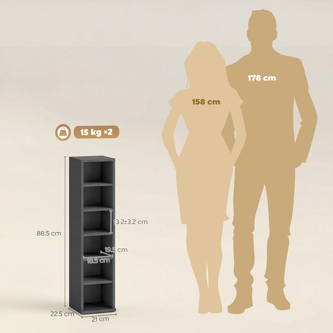 Set of 2 CD Media Display Shelf Unit Tower Rack with Adjustable Shelve