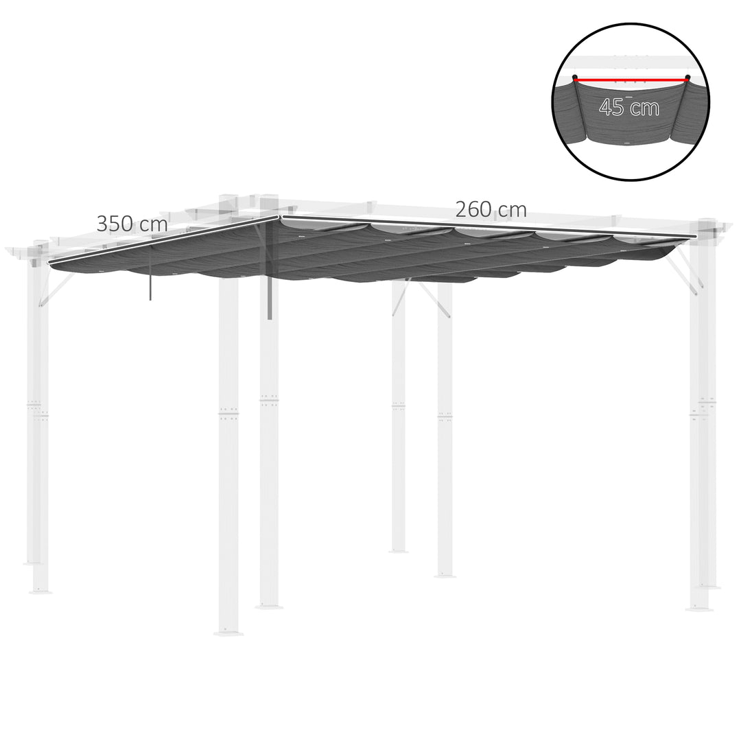 Retractable Pergola Shade Cover, Replacement Canopy for 4 x 3 (m) Pergola, Retractable Roof, Dark Grey