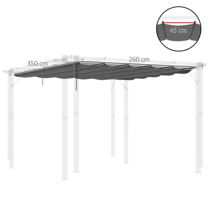 Retractable Pergola Shade Cover, Replacement Canopy for 4 x 3 (m) Pergola, Retractable Roof, Dark Grey