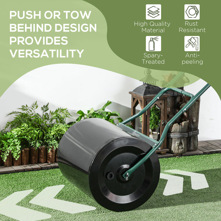φ50cm Steel Garden Lawn Roller Push Pull w/ Fillable Cylinder Water Sand Plug Lawn Flatten Seed Sow Rolling Drum w/ Handle