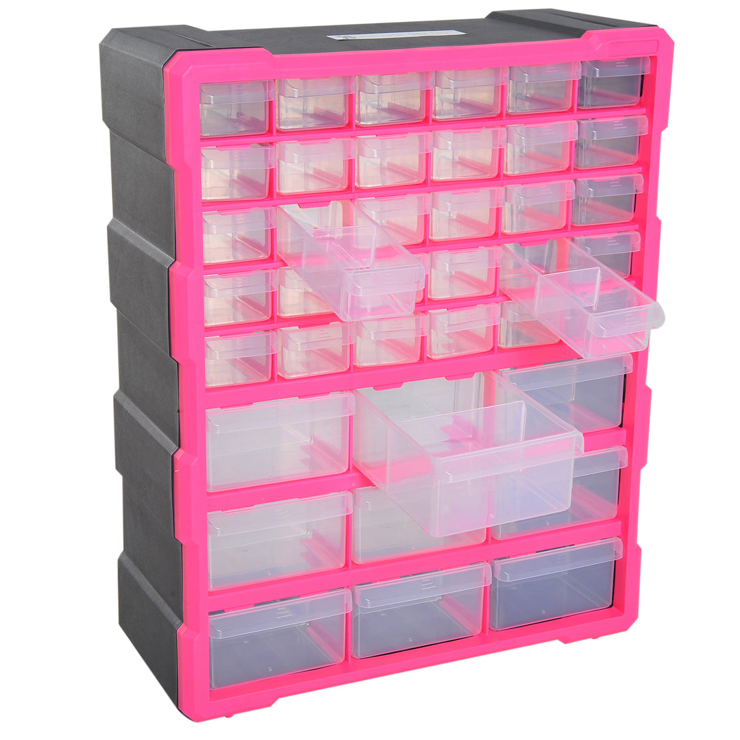 39 Drawers Parts Organiser Wall Mount Tools Storage Cabinet Small Nuts Bolts Garage Clear