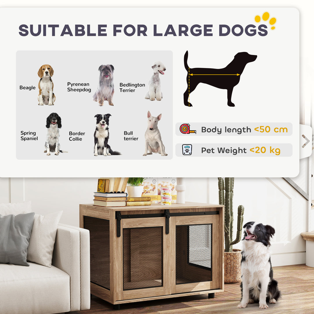 Dog Crate Furniture with Sliding Door for Medium Dogs, Brown