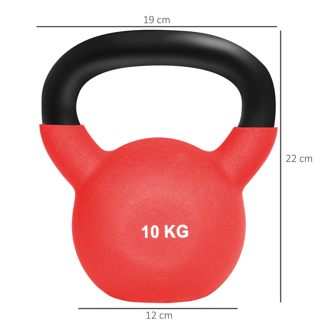 MCL Soft Kettlebell, 10kg Kettle Bell with Non-Slip Handle for Home Gym Weight Lifting and Strength Training, Red